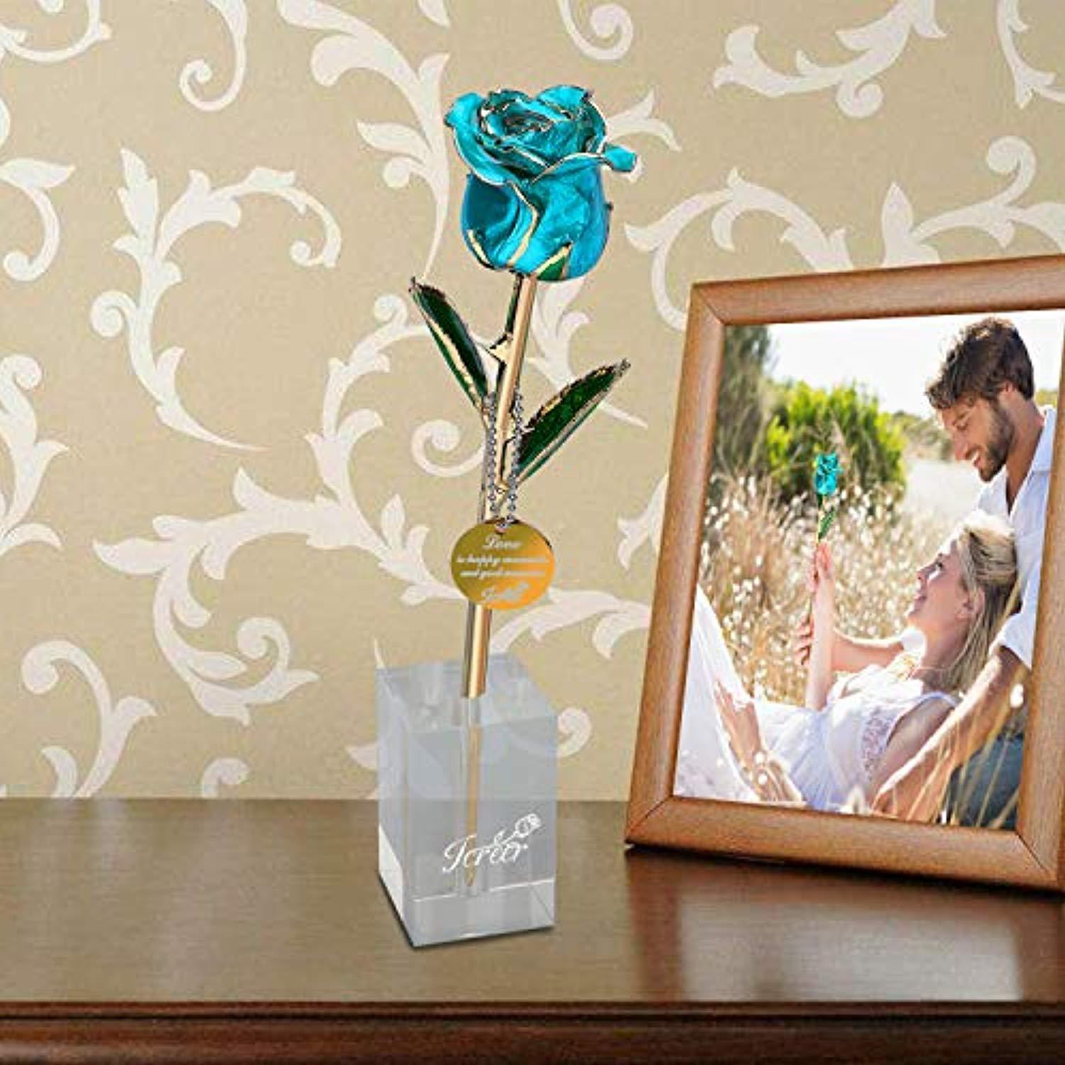 Genuine 24K Gold-Plated Real Rose with Crystal Stand - Timeless Love Gift