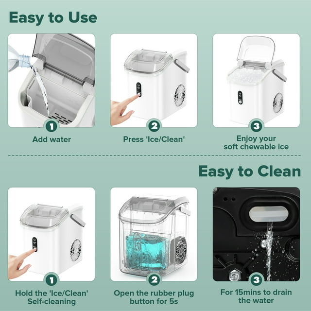 KISSAIR Nugget Ice Maker - Compact, Portable, and Easy-to-Use