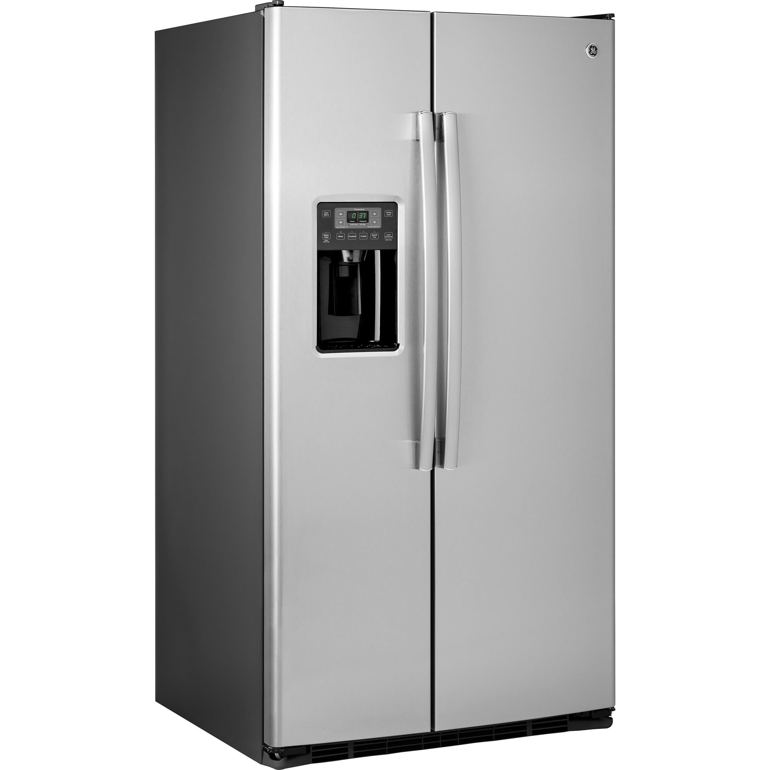 GE 25.3 Cu. Ft. Side-by-Side Refrigerator with Adjustable Shelves and LED Lighting
