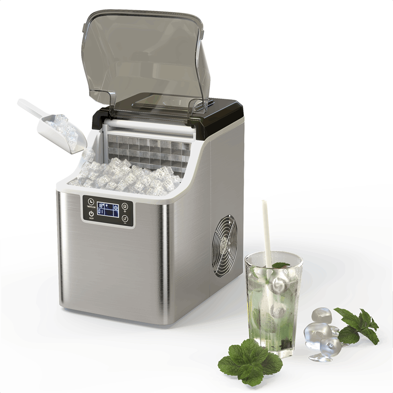 Portable Countertop Ice Maker with Top Inlet and Adjustable Ice Thickness