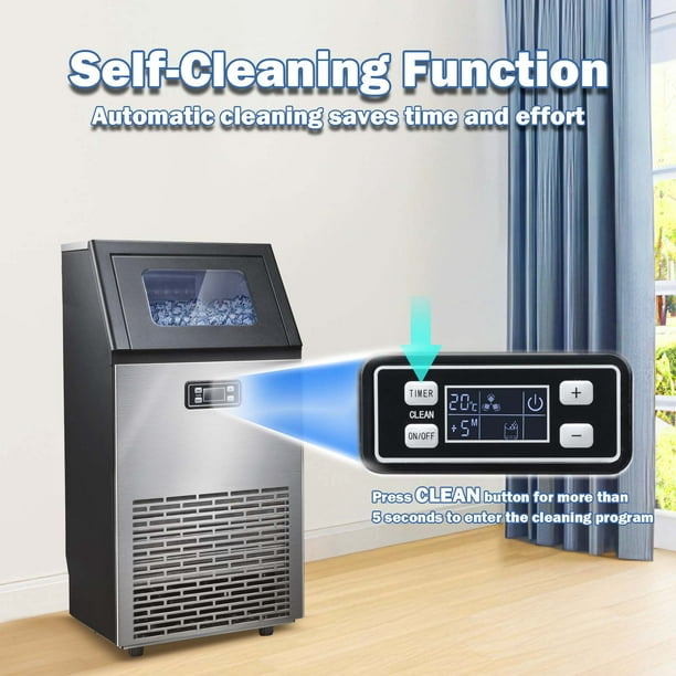 Auseo 100LBs/Day Ice Maker, Stainless Steel Commercial Machine