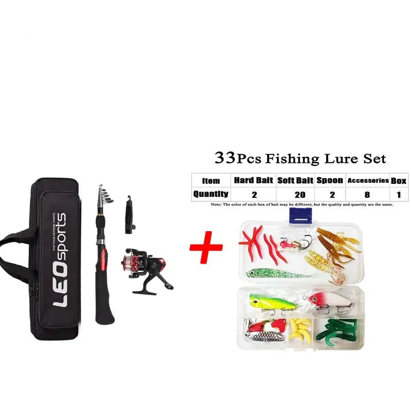 Telescopic Fishing Rod Combo Set with Spinning Reel and Lures