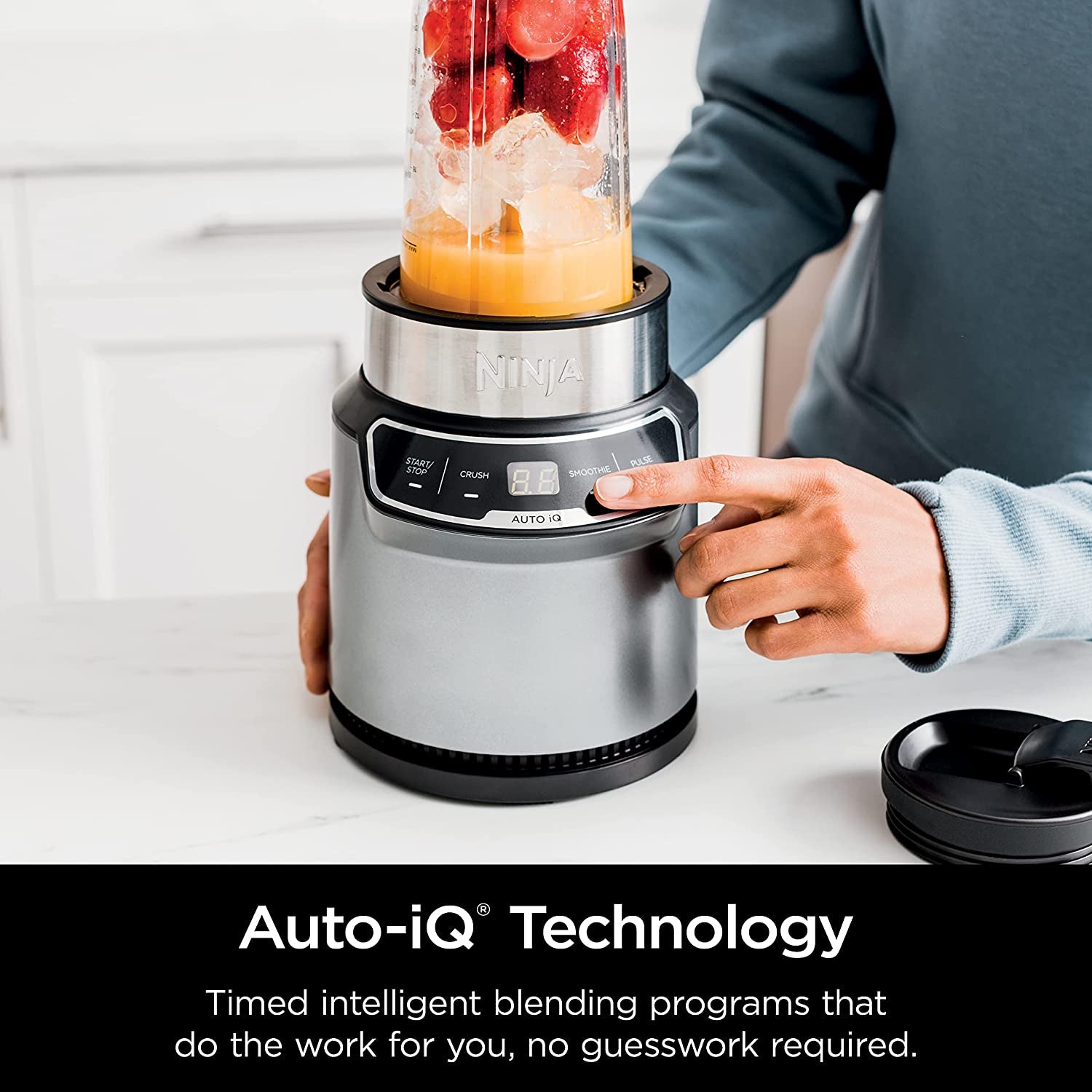 Ninja Nutri Pro Compact Blender with Auto-iQ, 1100W, for Smoothies, Frozen Drinks