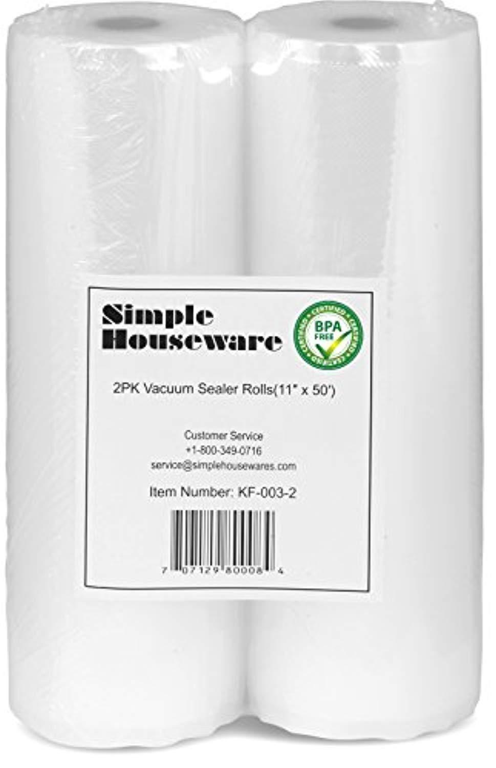 2 Pack - 11" x 50' Commercial Grade Vacuum Sealer Rolls for Sous Vide and Food Storage