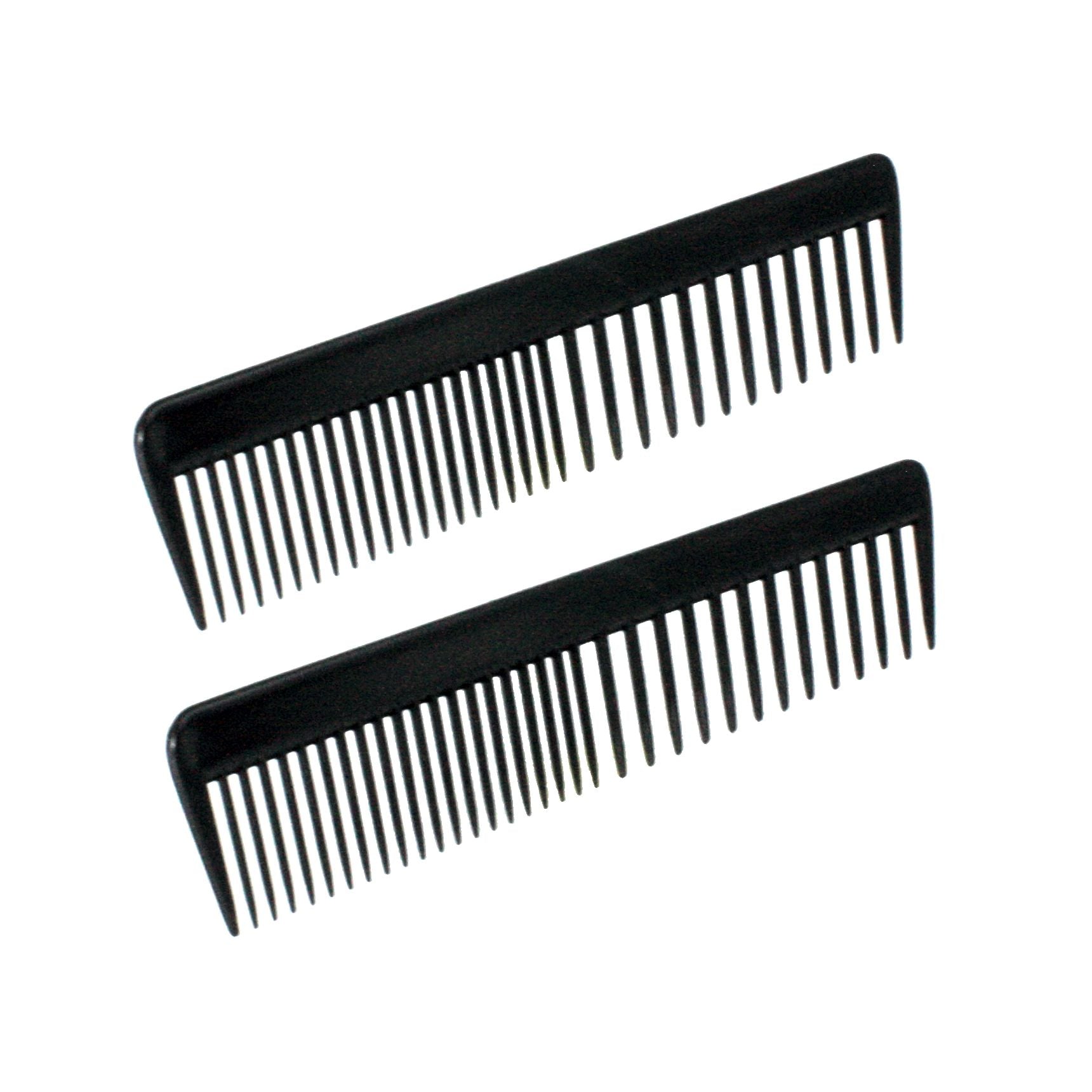 Amelia Beauty 7" Black Wide Tooth Comb, Dual Pack