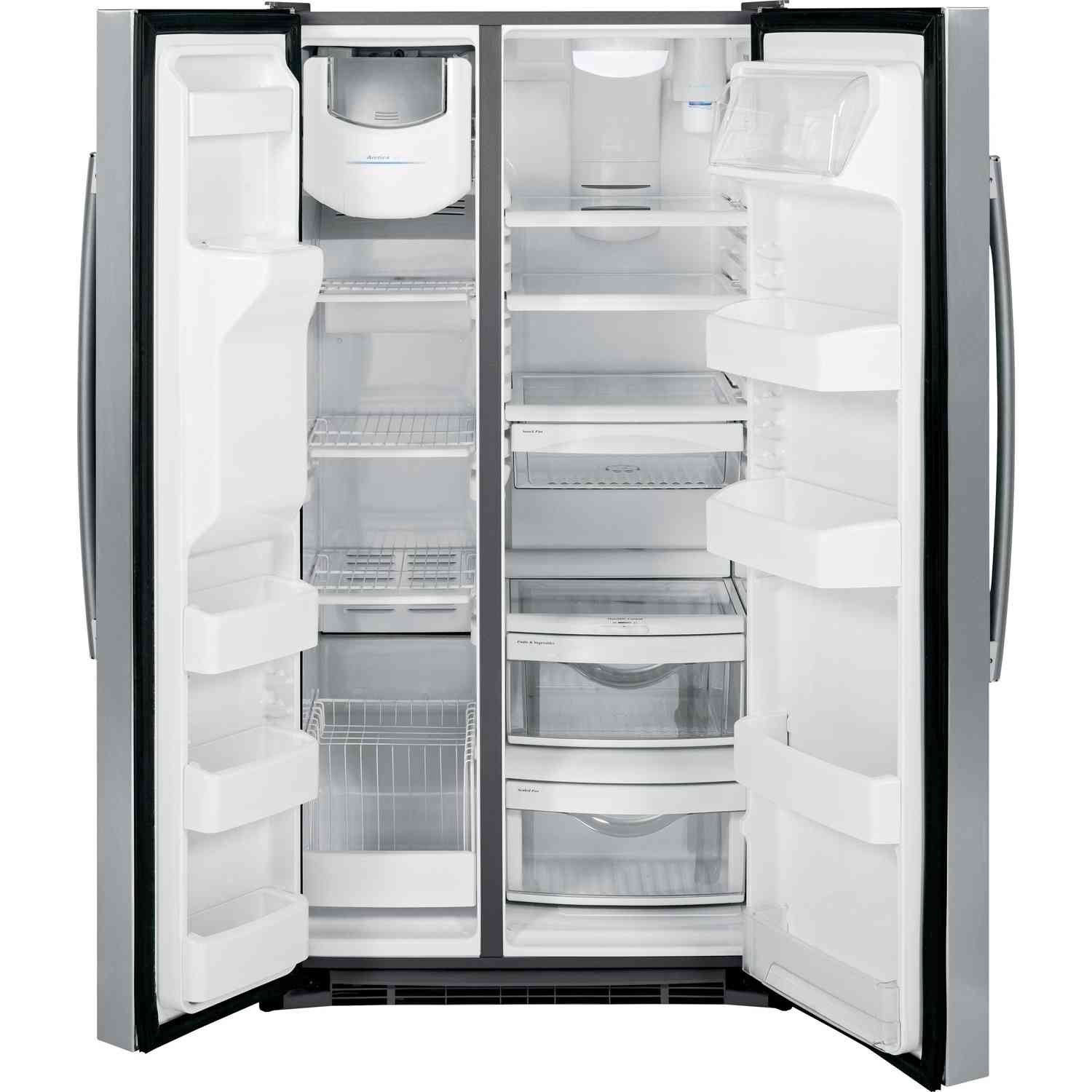 GE 25.3 Cu. Ft. Side-by-Side Refrigerator with Adjustable Shelves and LED Lighting