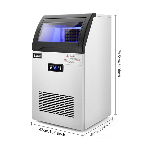 ZOKOP Stainless Steel Ice Maker Cube Machine, High-Capacity, Freestanding/Built-in