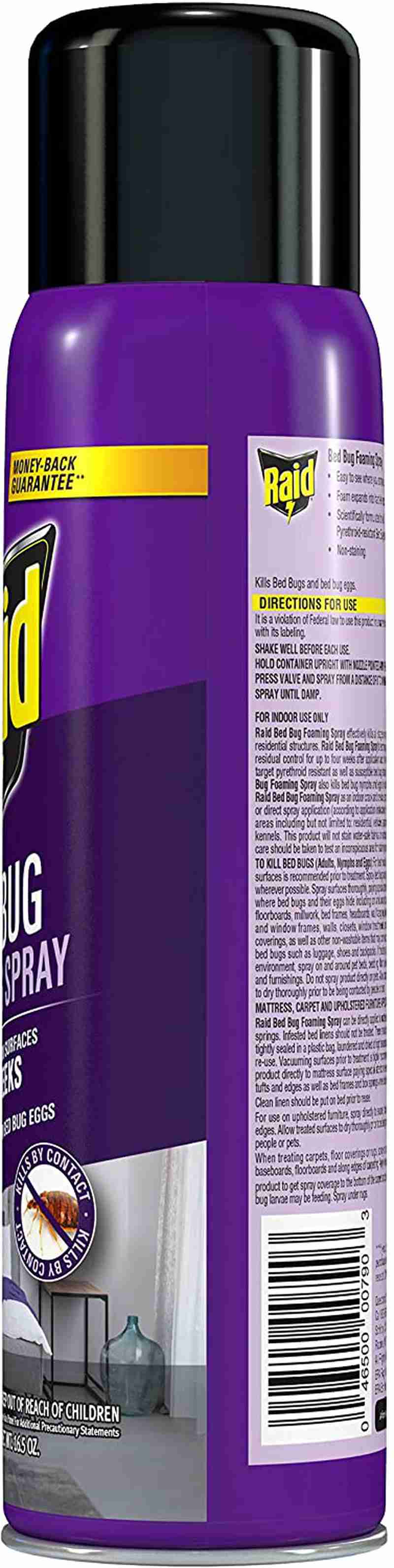 Raid Bed Bug Foaming Spray, Indoor Use, Non-Staining, 16.5 Oz