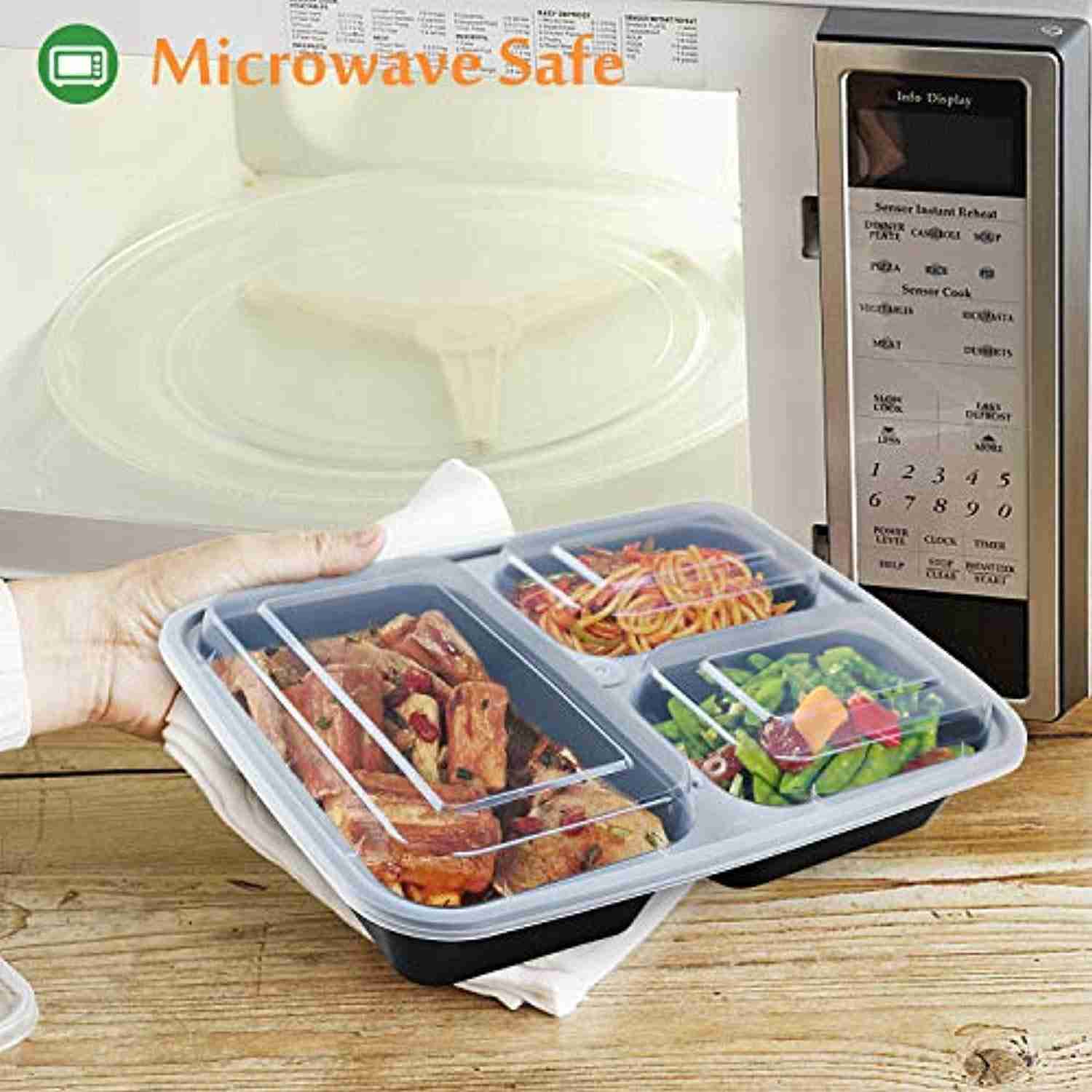 Enthir 20-Piece Premium Meal Prep Containers Set, 3-Compartment Bento Boxes with Lids