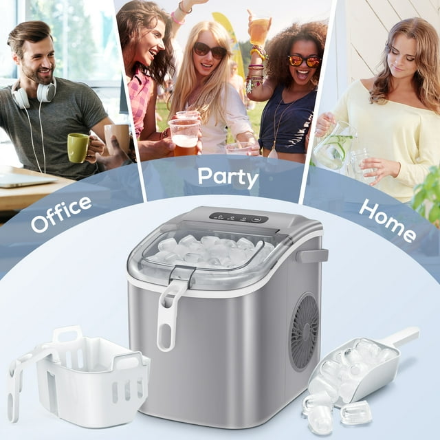 KISSAIR Compact Ice Maker - Fast, Portable, and Self-Cleaning for Home and Office