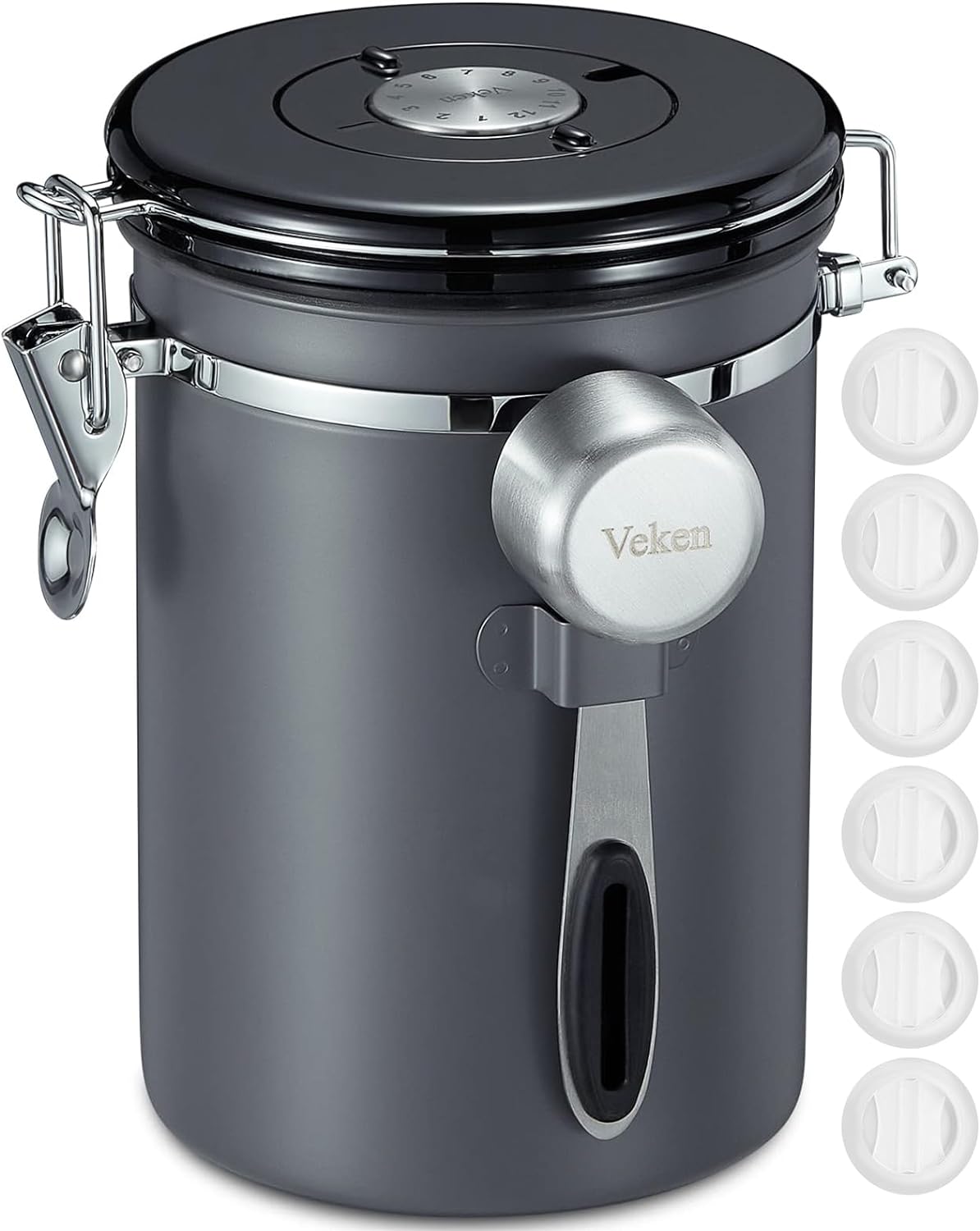 Braviie Copper Airtight Coffee Canister, 22oz Stainless Steel Container with CO2 Valve and Date Tracker