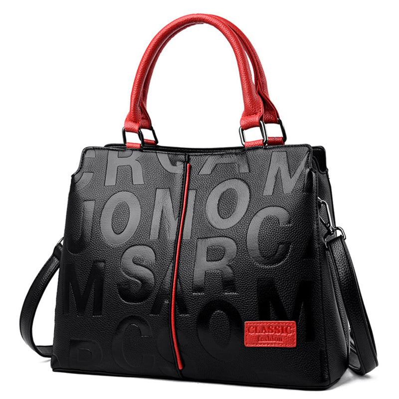 Stylish Vintage Leather Letter Printed Handbag