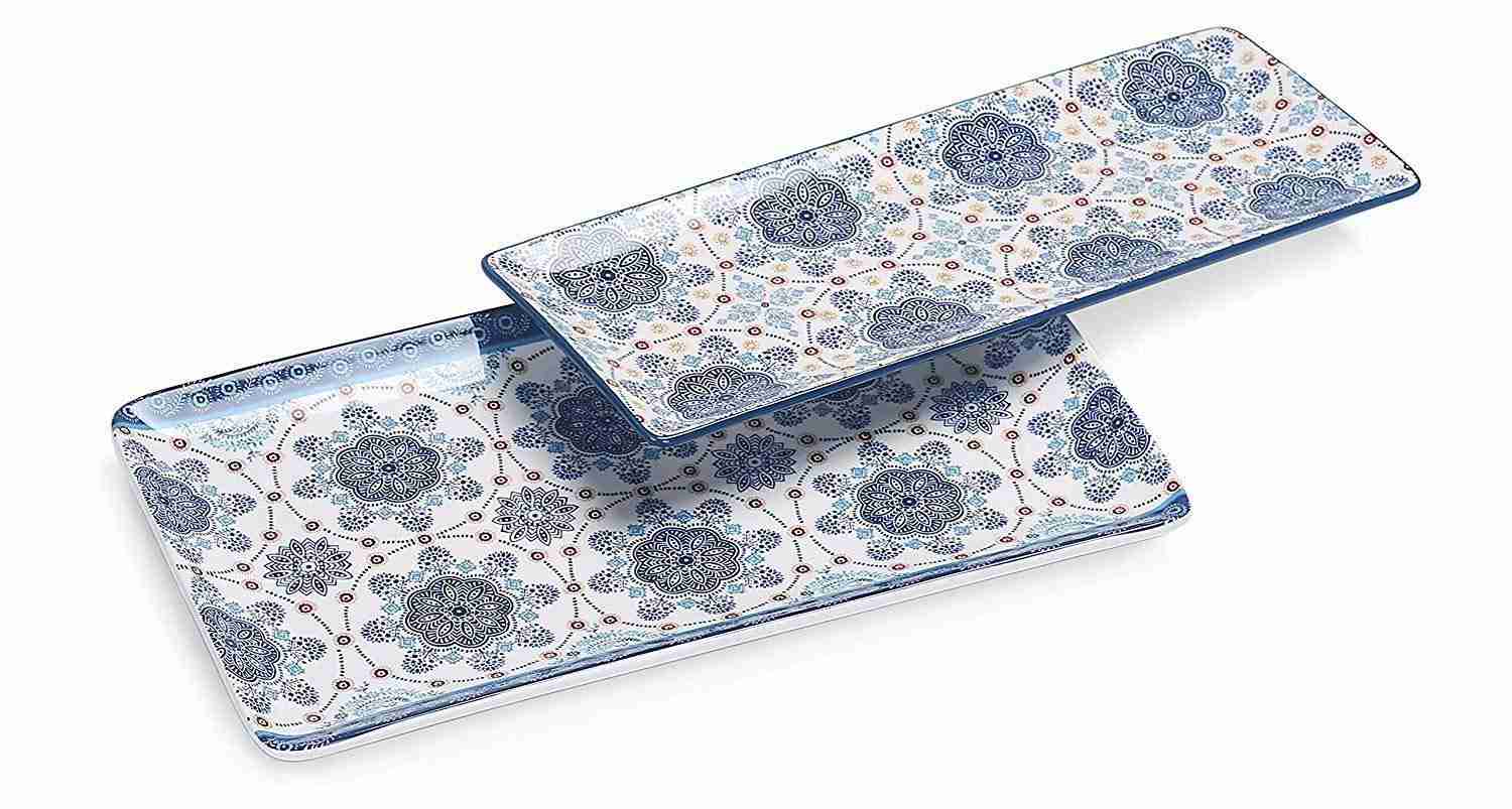 Bico Havana 14" Rectangular Ceramic Serving Platters Set, 2-Piece