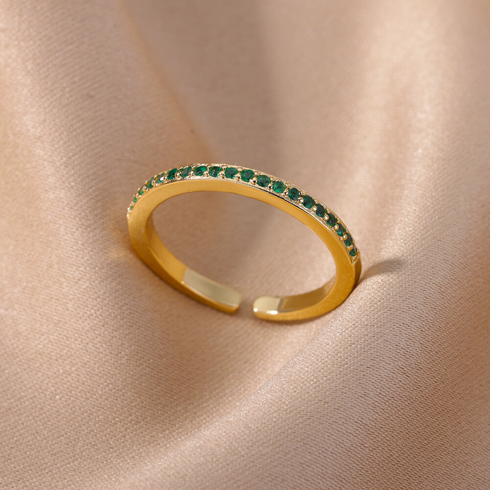 Stylish Women's Gold-Tone Stainless Steel Zirconia Rings