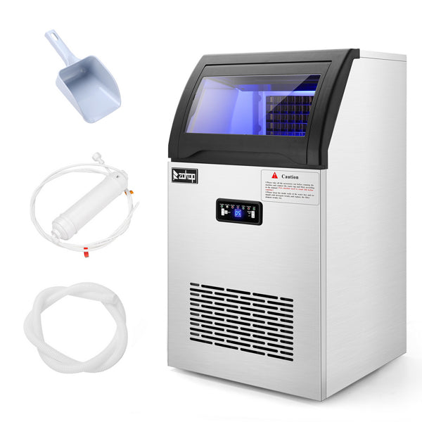 ZOKOP Stainless Steel Ice Maker Cube Machine, High-Capacity, Freestanding/Built-in