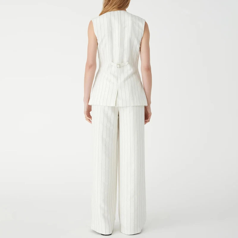 Women's Trendy Fishbone Hoodie & Wide Leg Pants Set for Spring 2024