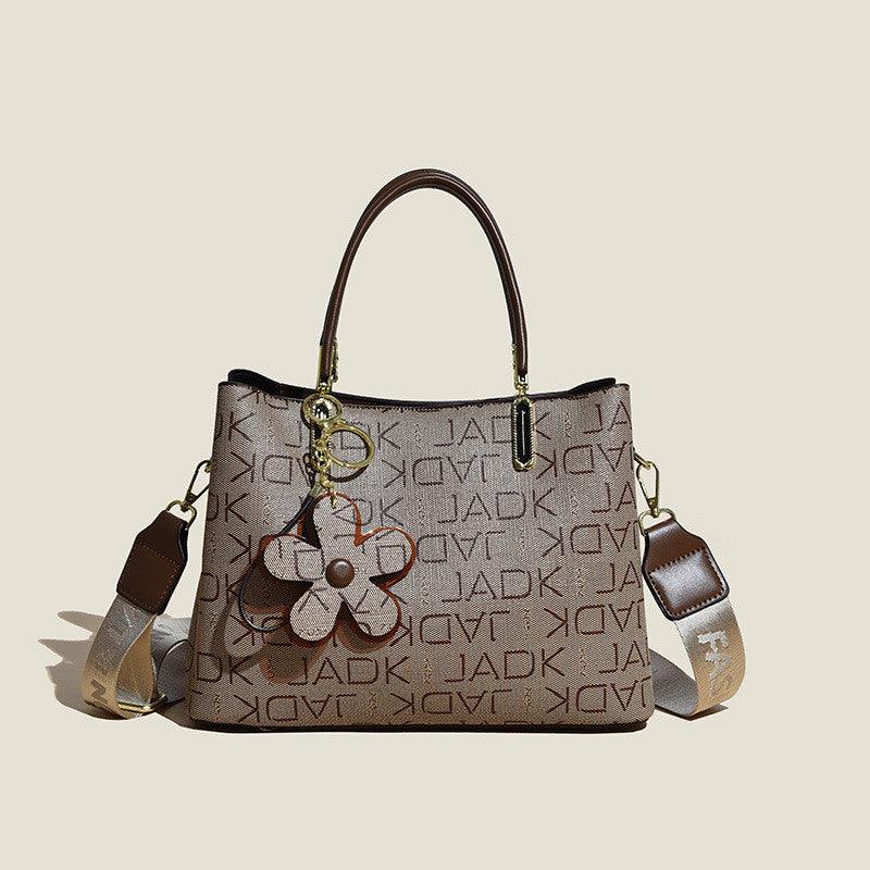 Elegant Floral Print Tote Bag with Pendant for Women