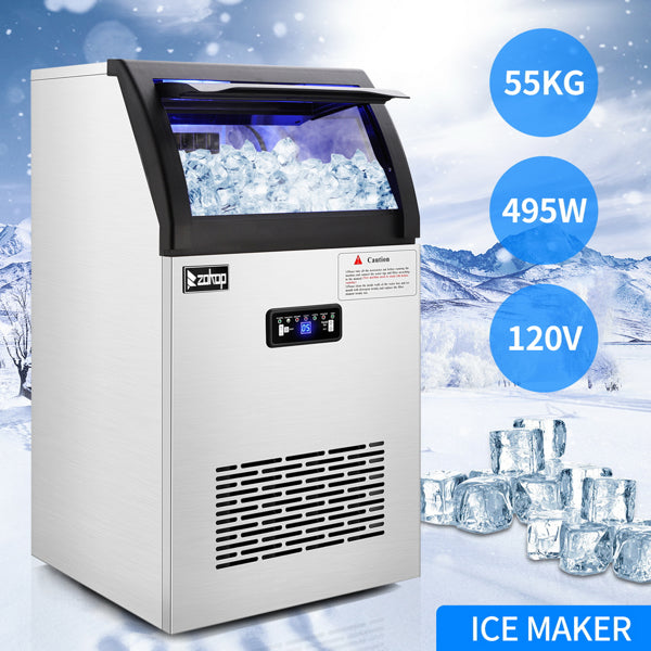 ZOKOP Stainless Steel Ice Maker Cube Machine, High-Capacity, Freestanding/Built-in