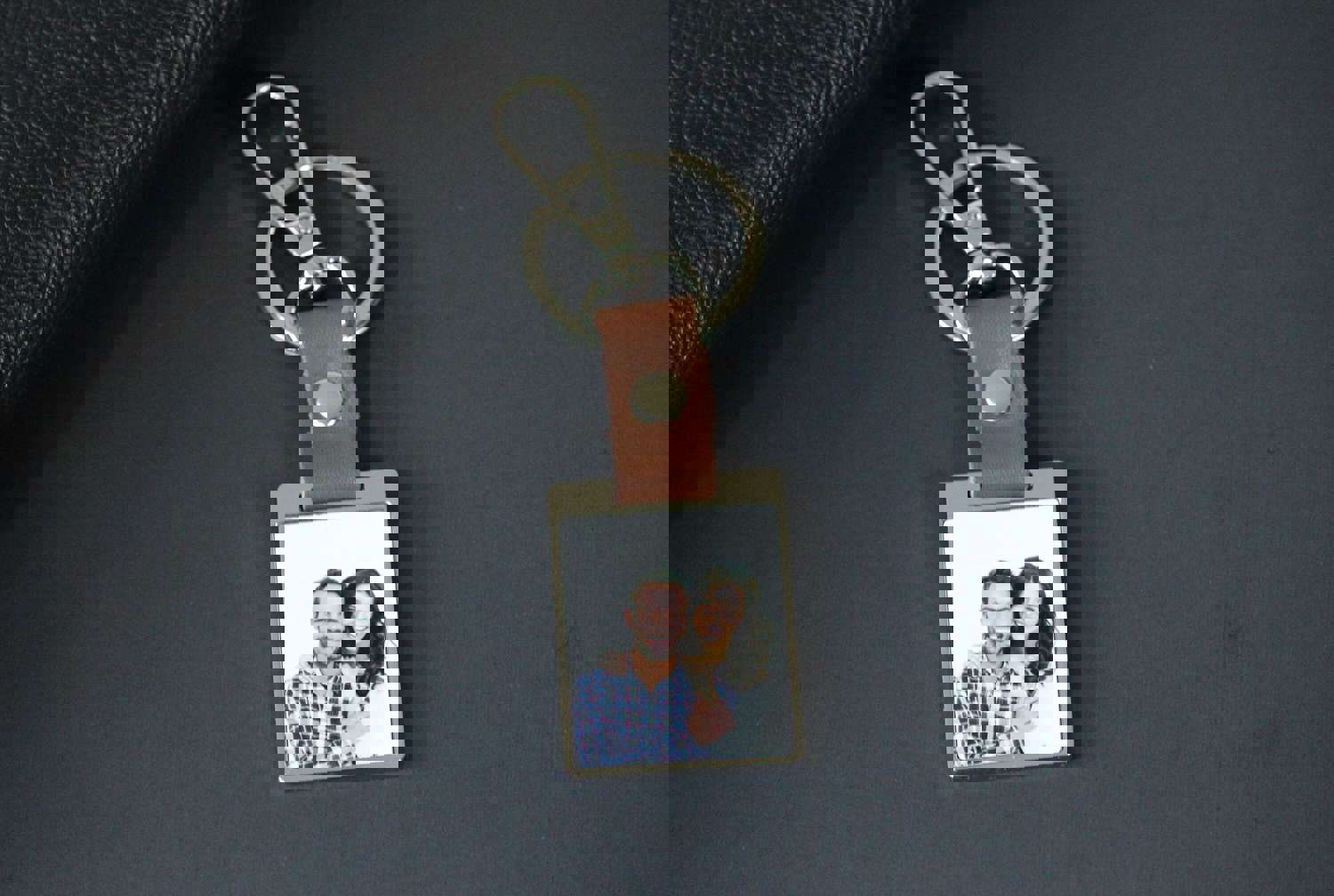 Personalized Metal Photo Keychain with Engraving