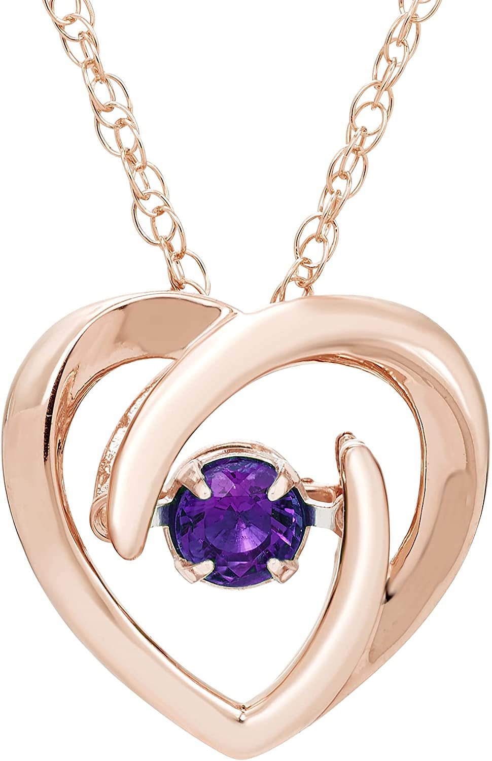 Glimmering Amethyst Gemstone Heart Pendant in Sterling Silver