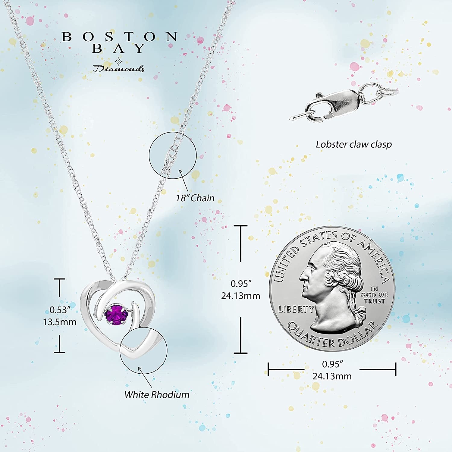 Glimmering Alexandrite Gemstone Heart Pendant in Sterling Silver