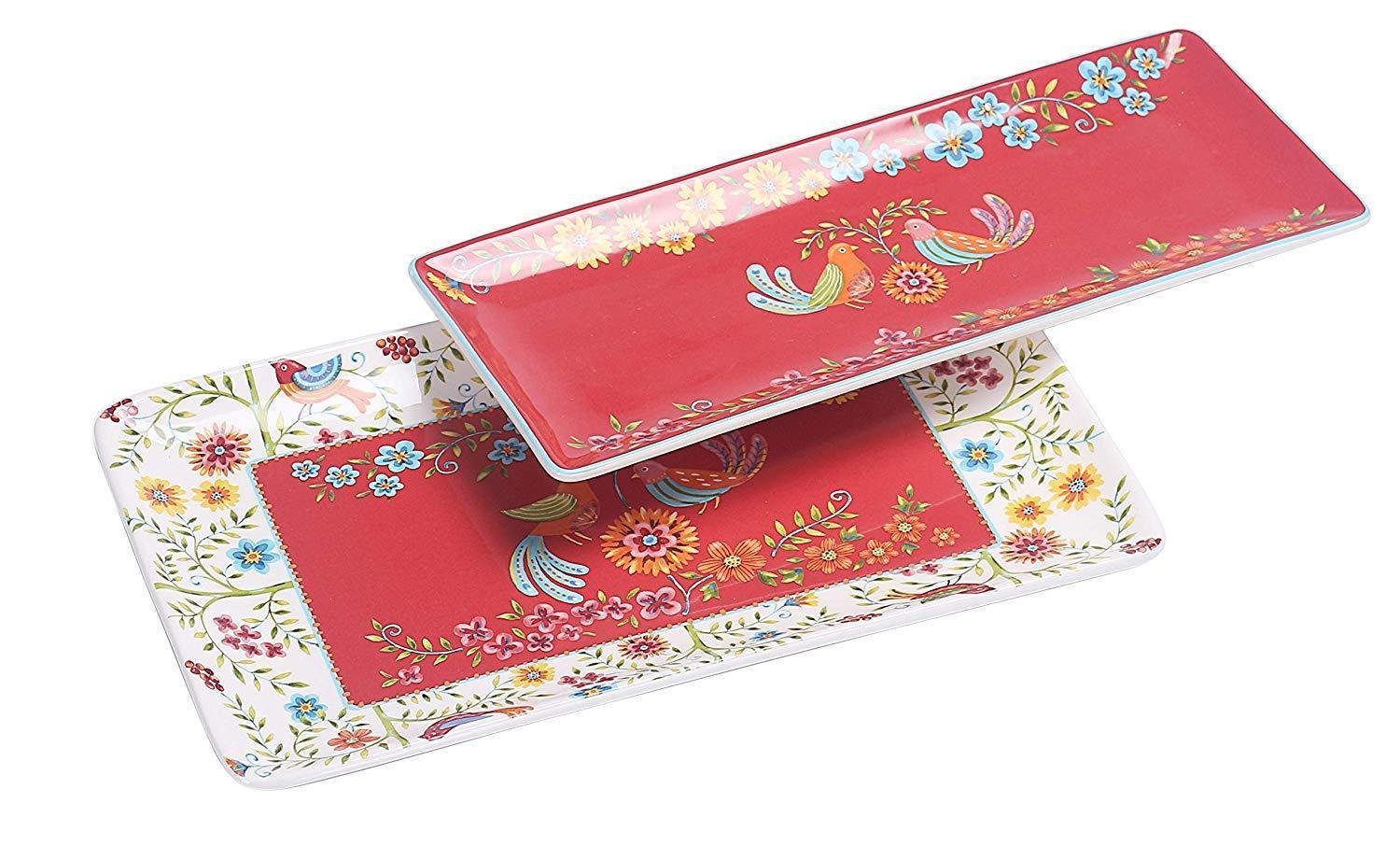 Bico Havana 14" Rectangular Ceramic Serving Platters Set, 2-Piece