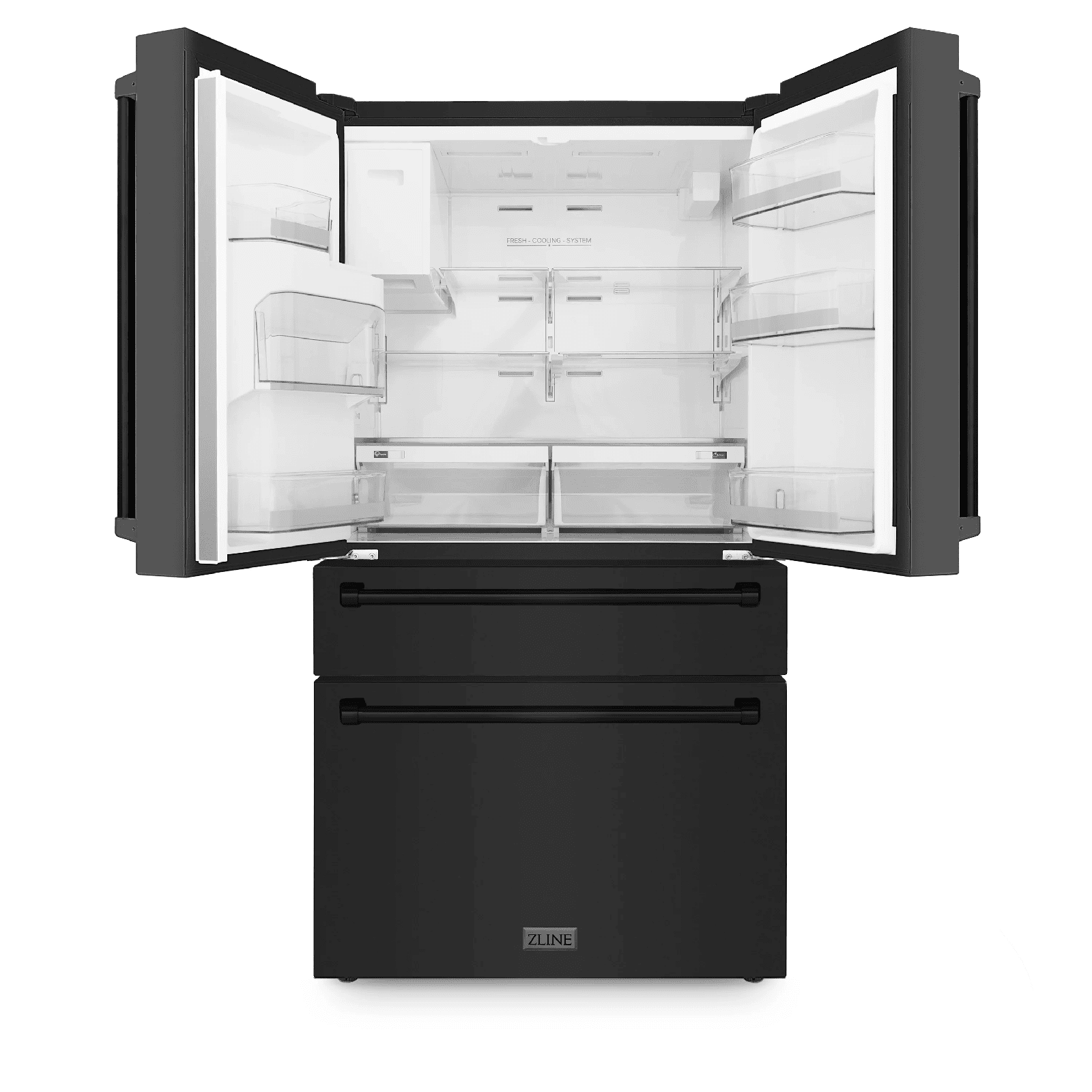 ZLINE 36" French Door Refrigerator with Dispenser, Ice Maker, Black Stainless Steel