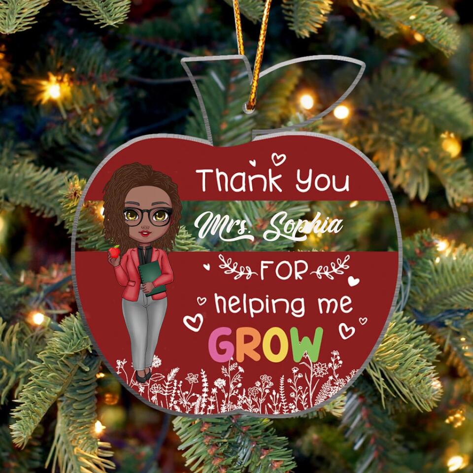 Personalized Acrylic Teacher Ornament - Unique Holiday Gift