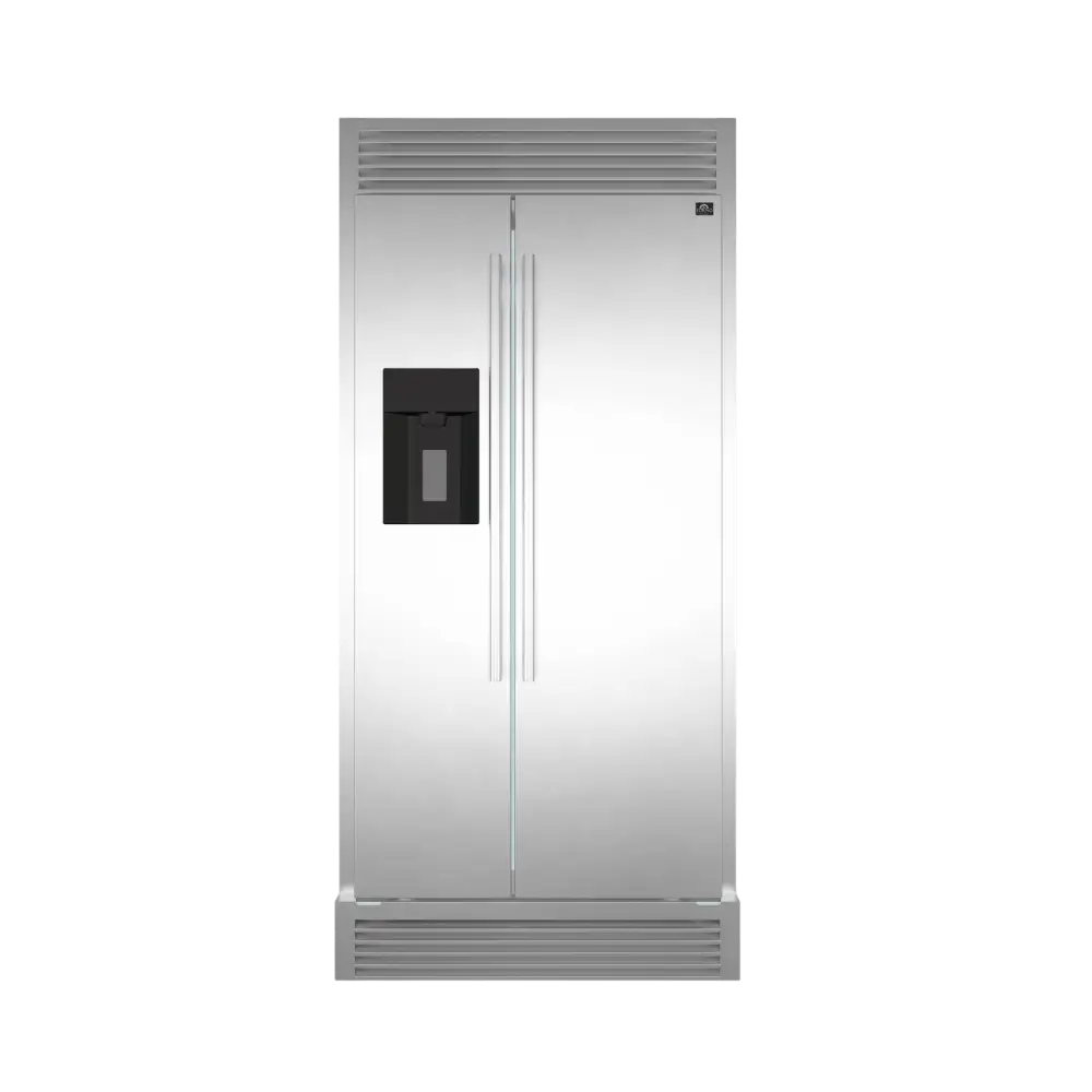 Forno Salerno 36" Side by Side Refrigerator with Ice Maker & Decorative Grill