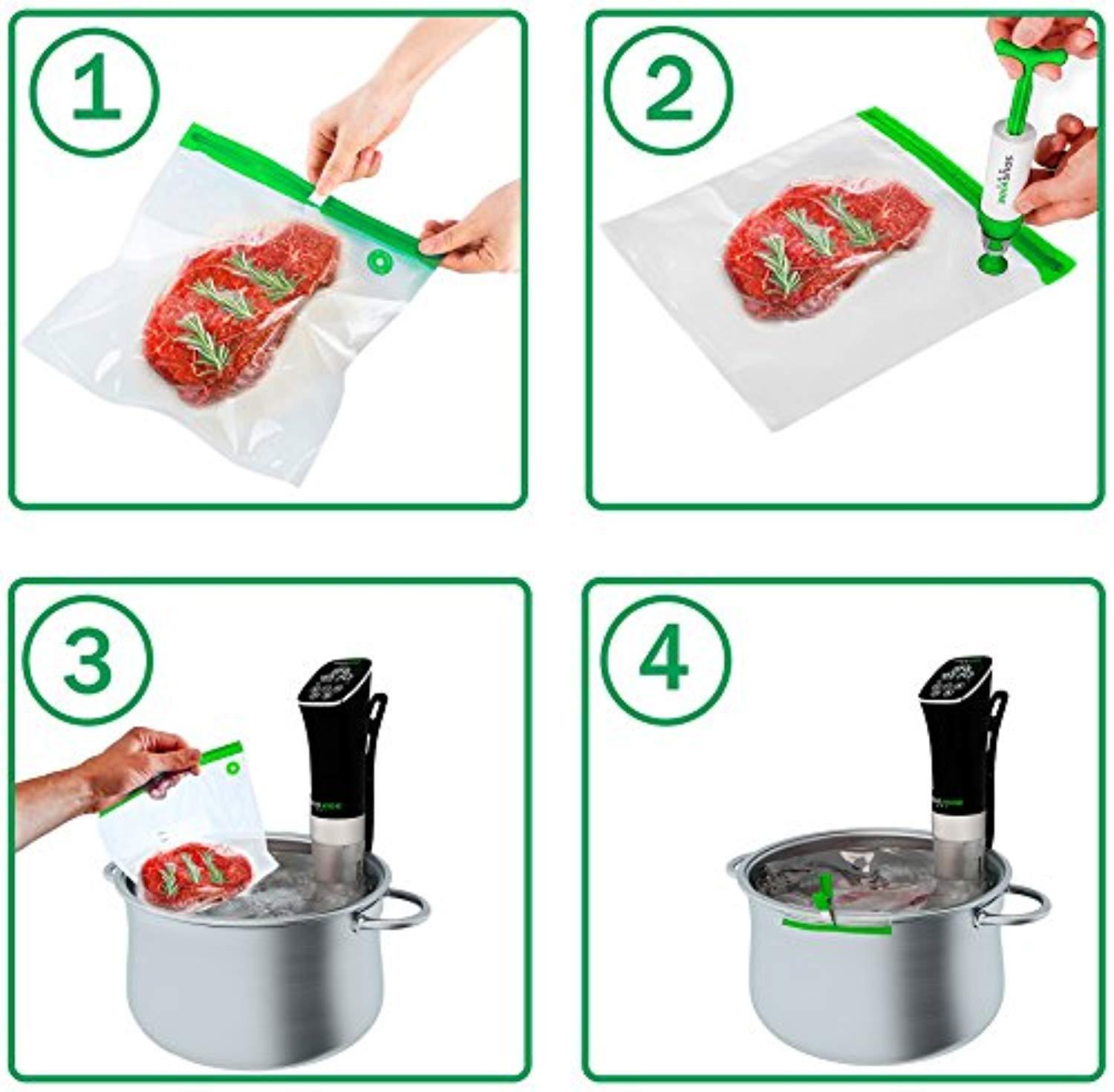 Premium Reusable Sous Vide Vacuum Food Storage Bags Set