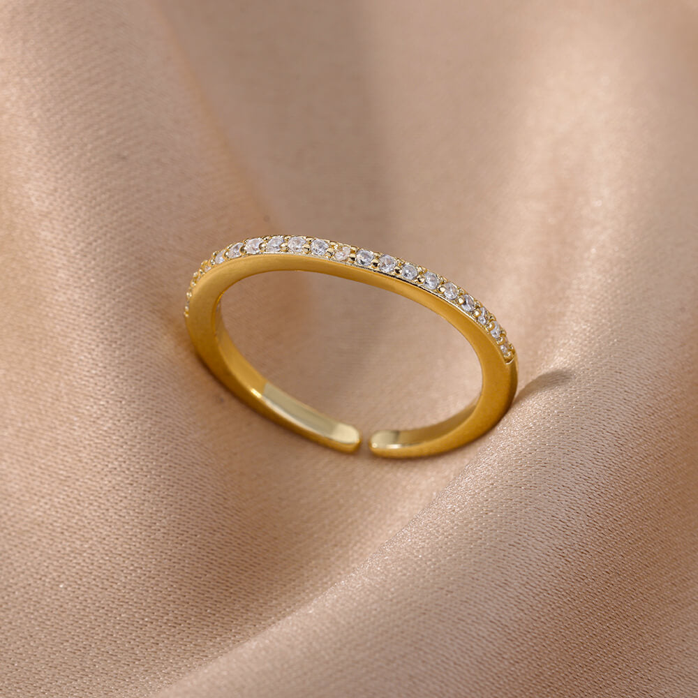 Stylish Women's Gold-Tone Stainless Steel Zirconia Rings