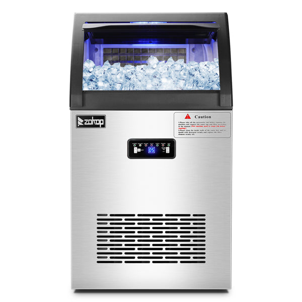 ZOKOP Stainless Steel Ice Maker Cube Machine, High-Capacity, Freestanding/Built-in