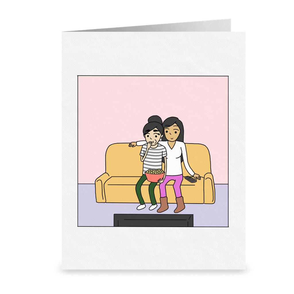 Romantic Netflix and Chill Lesbian Greeting Card