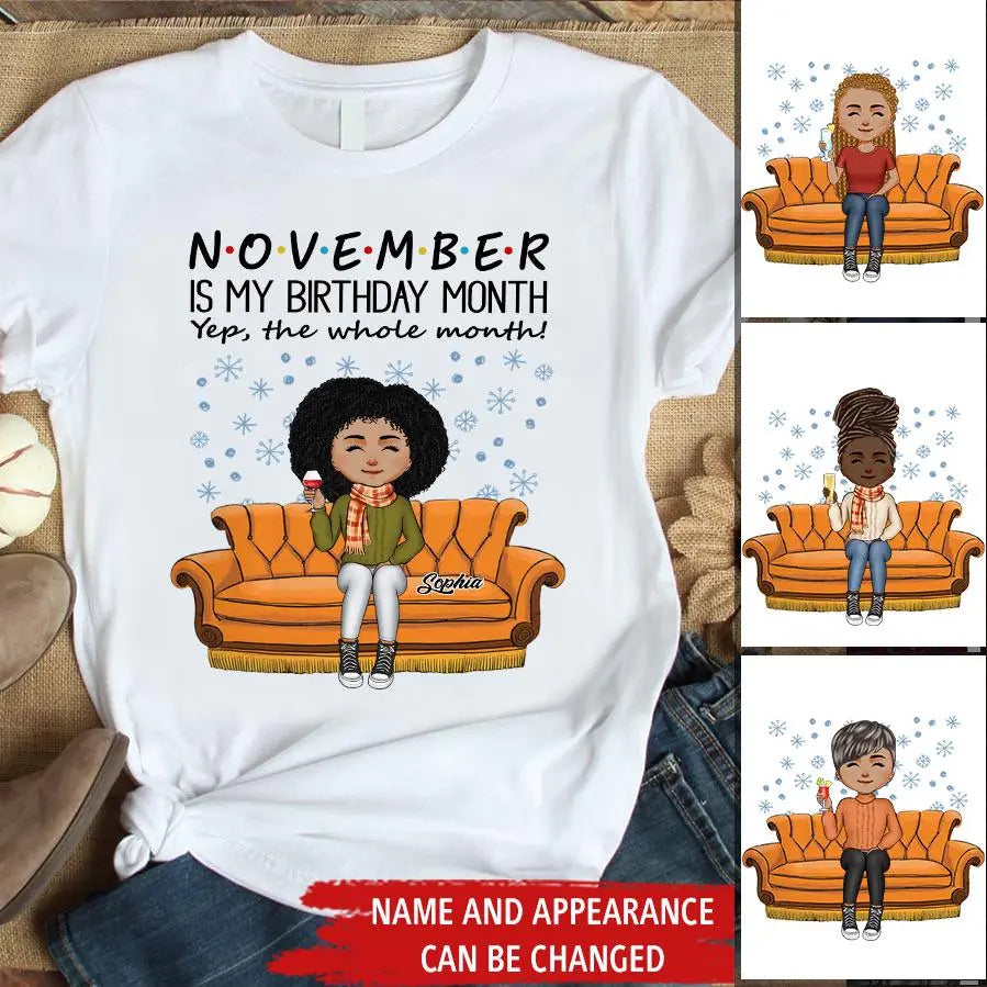 November Birthday Queen Shirt, Custom Designed for November Born