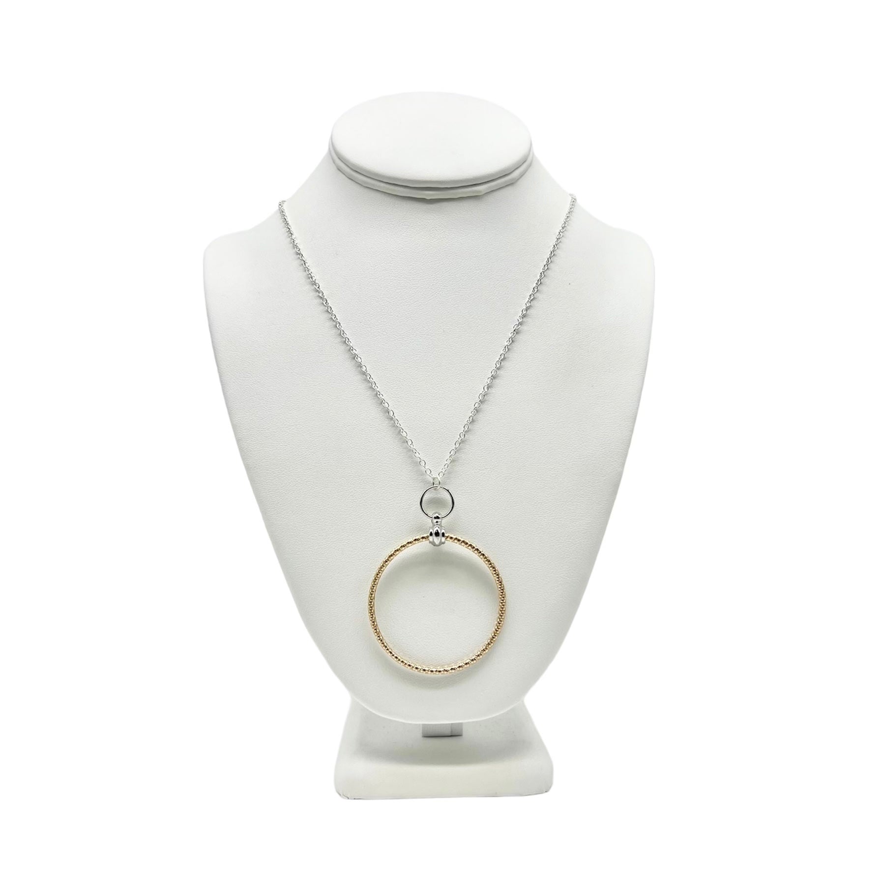 Stylish Dimpled Circular Pendant Chain Link Necklace