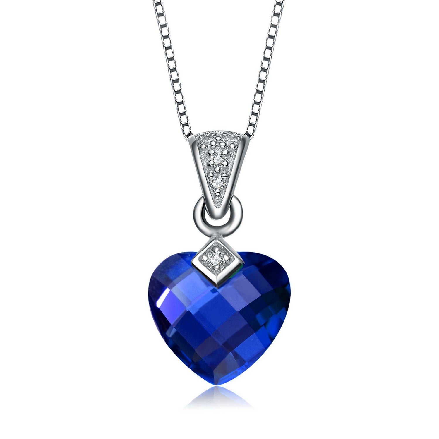 Stunning Sterling Silver Blue Heart Pendant Necklace