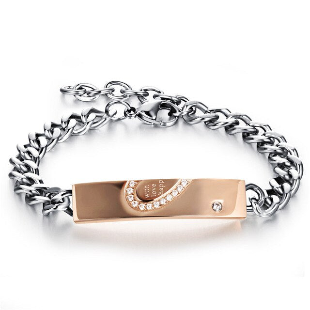Stylish Stainless Steel Heart Lovers Bracelet Set