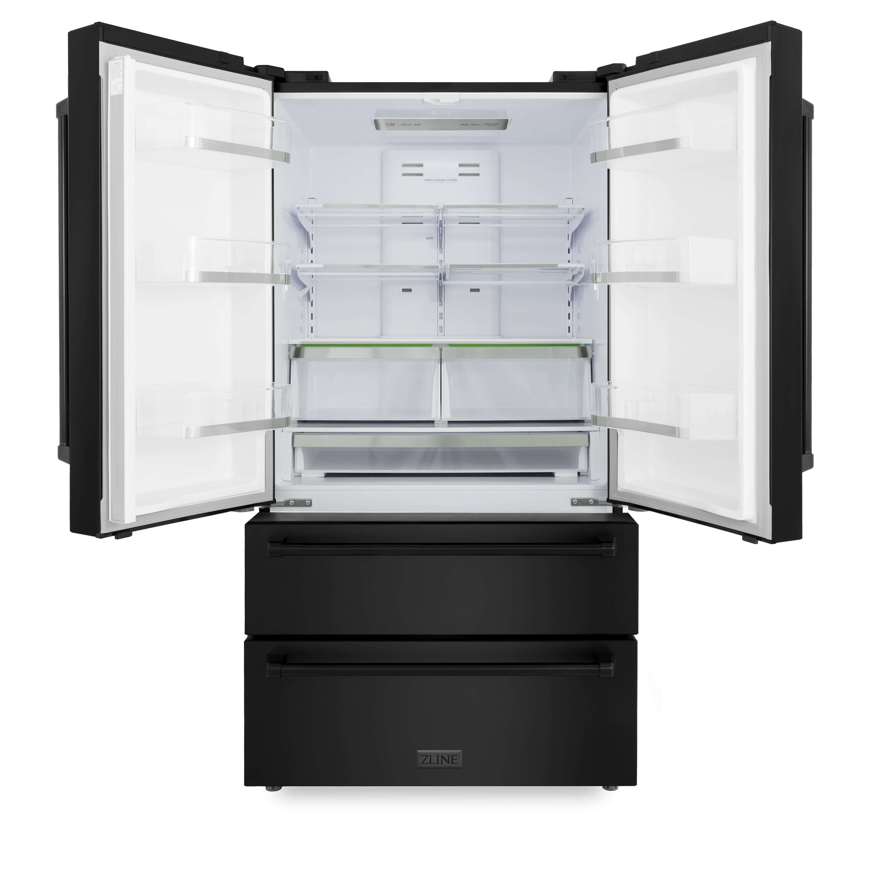 ZLINE 36" French Door Refrigerator with Ice Maker in Black Stainless Steel