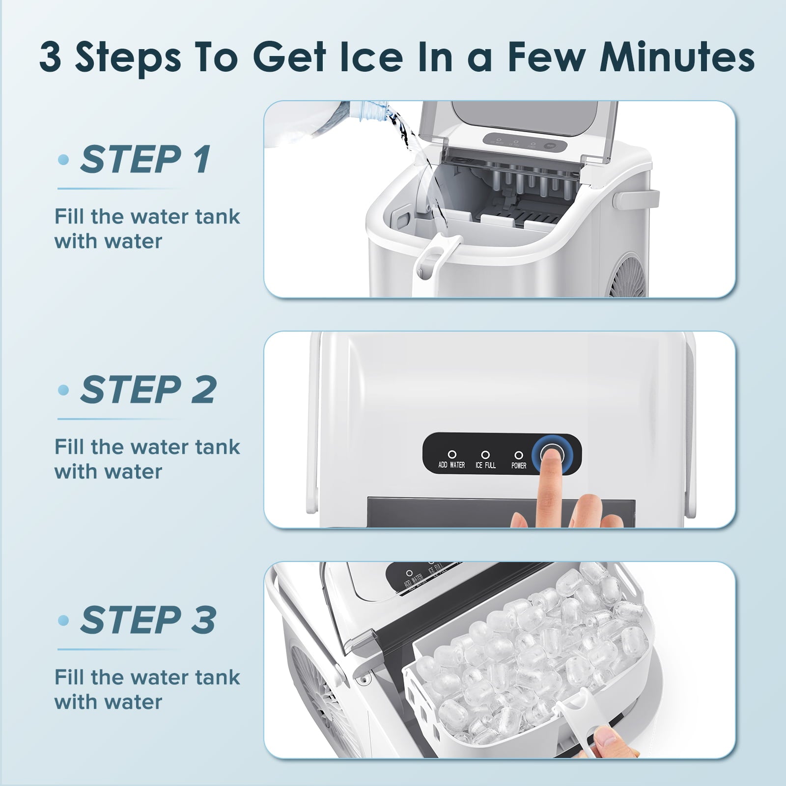 Auseo Portable Ice Maker, Fast and Efficient Countertop Machine