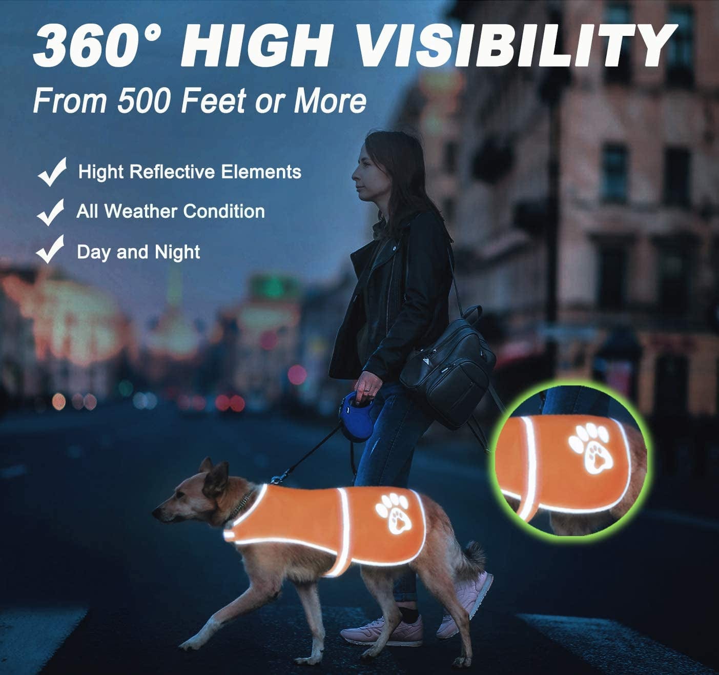 SPOFLY Reflective Safety Dog Vest, High Visibility for Outdoor Activities, Hunting and Walking