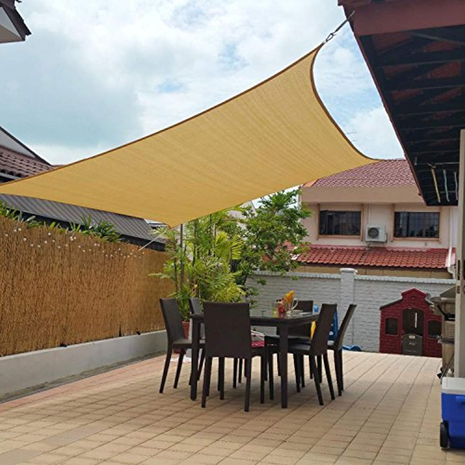 10x13 Rectangle UV Block Sun Shade Sail, Sand Color