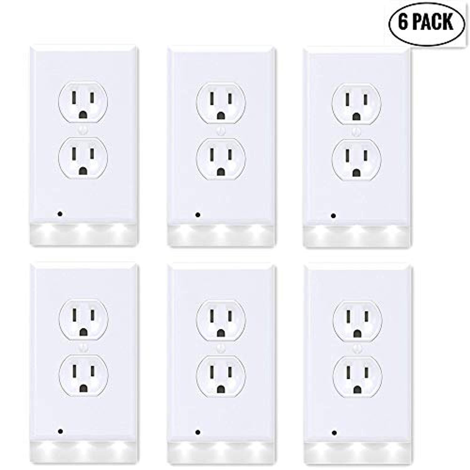 Mribo 6 Pack LED Night Light Outlet Covers - Easy Install, Energy Efficient