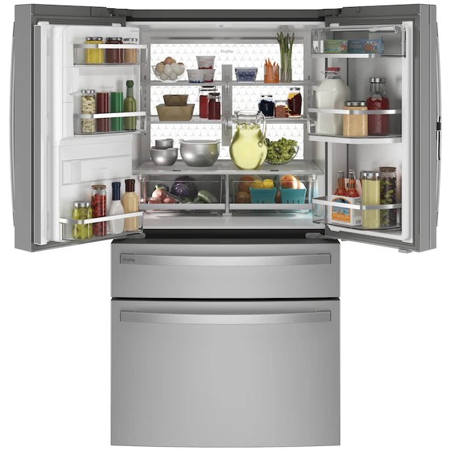 GE Profile 28-cu ft Smart French Door Refrigerator with Ice Maker, Door within Door, Fingerprint-Resistant Stainless Steel