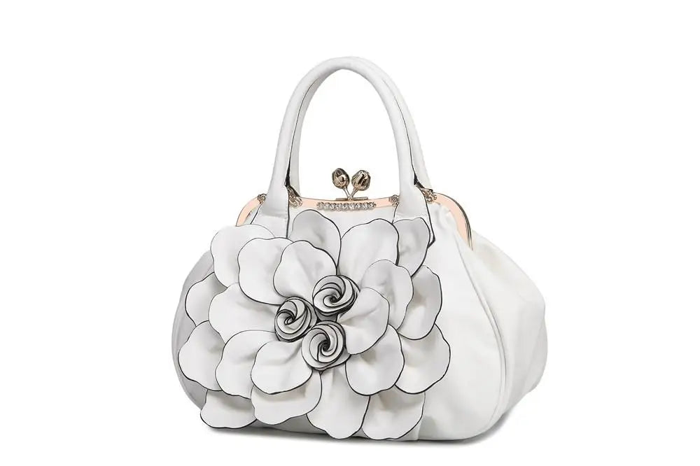 Stylish Pink Flower Buckle PU Leather Crossbody Bag