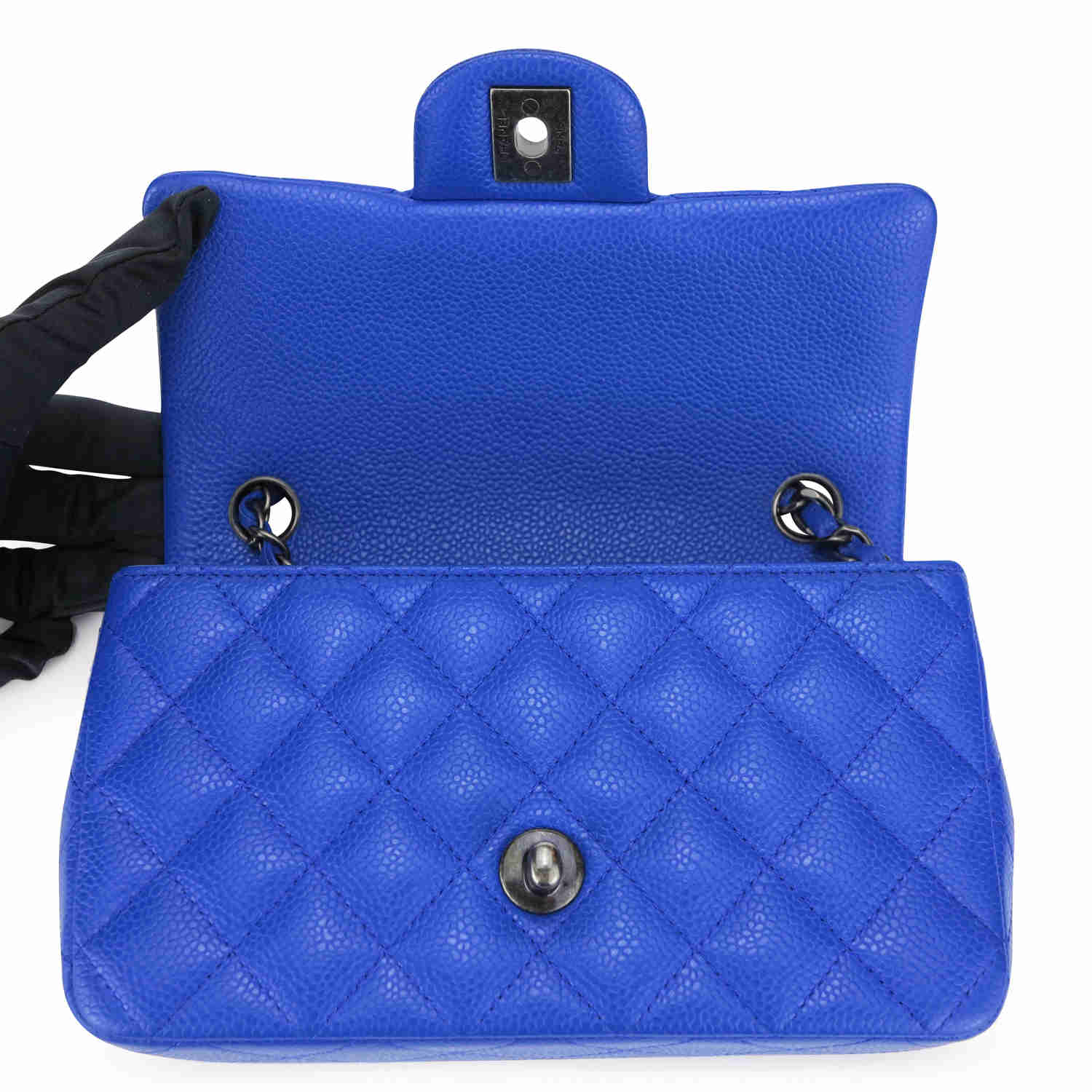 Luxury 16C Blue Roi Caviar Mini Rectangular Flap Bag