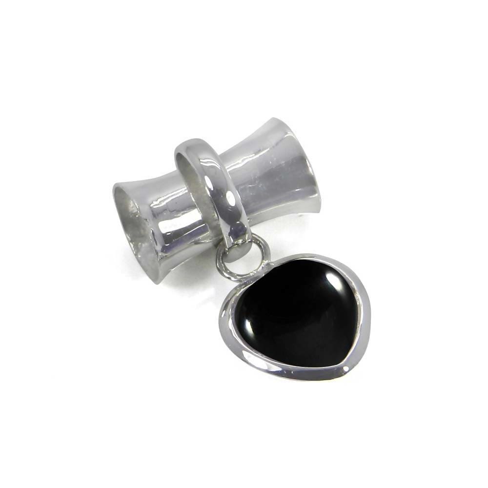 Stylish Black Onyx Heart Sterling Silver Pendant Necklace