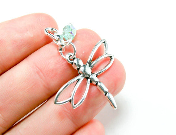 Silver Dragonfly Clip-On Charm, Perfect for Gifts