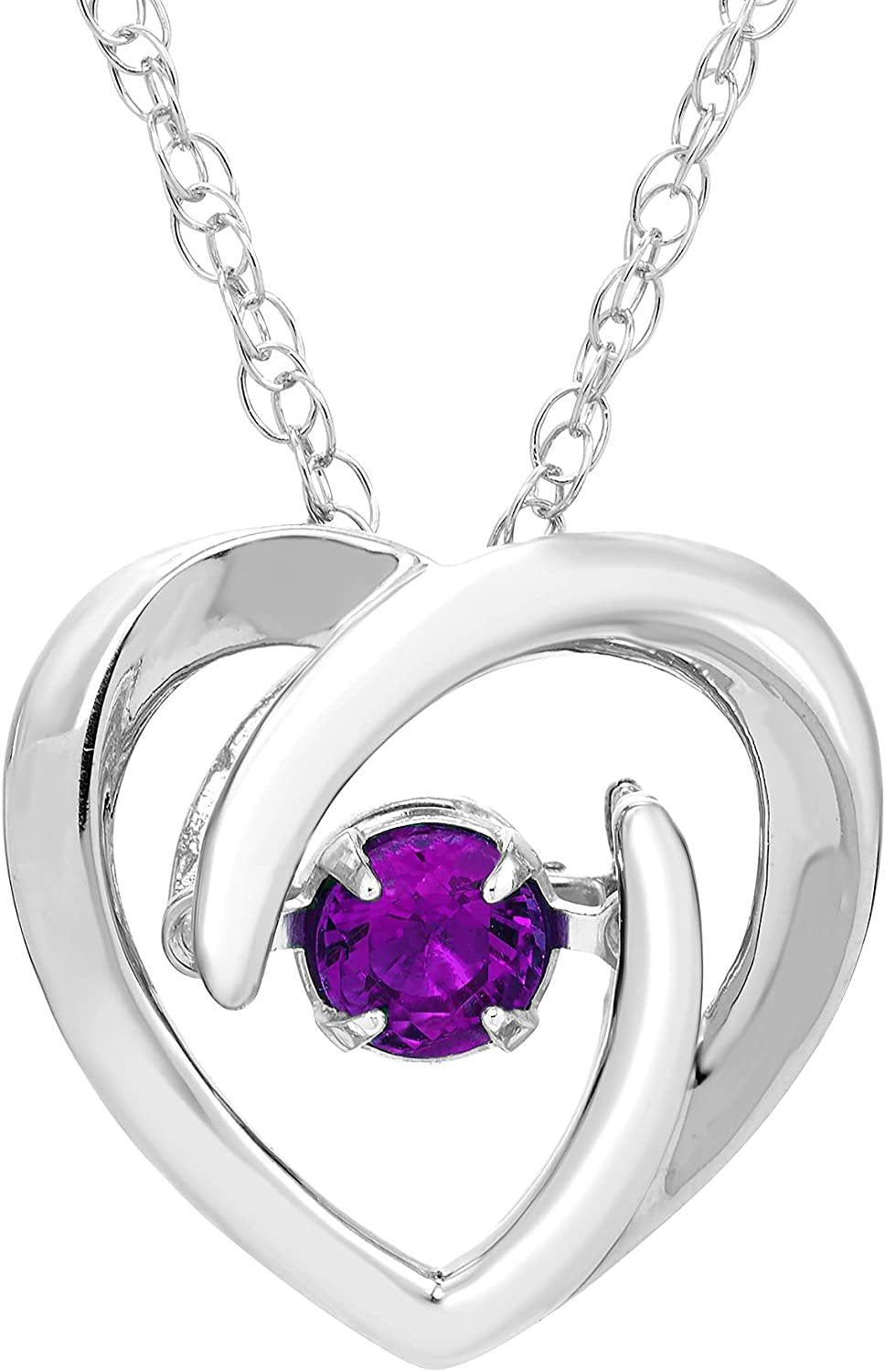 Glimmering Alexandrite Gemstone Heart Pendant in Sterling Silver