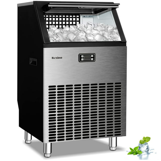 Auseo High-Efficiency Nugget Ice Maker, 200lbs/Day, Auto-Clean, Smart LCD Panel