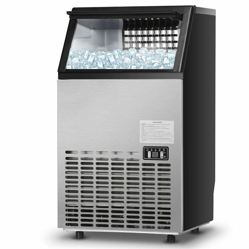 High-Capacity Stainless Steel Ice Maker - 110lbs Daily Output